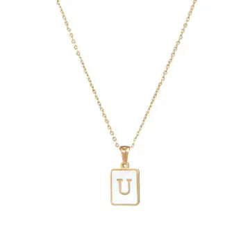 SQUARE INITIAL GOLD NECKLACES