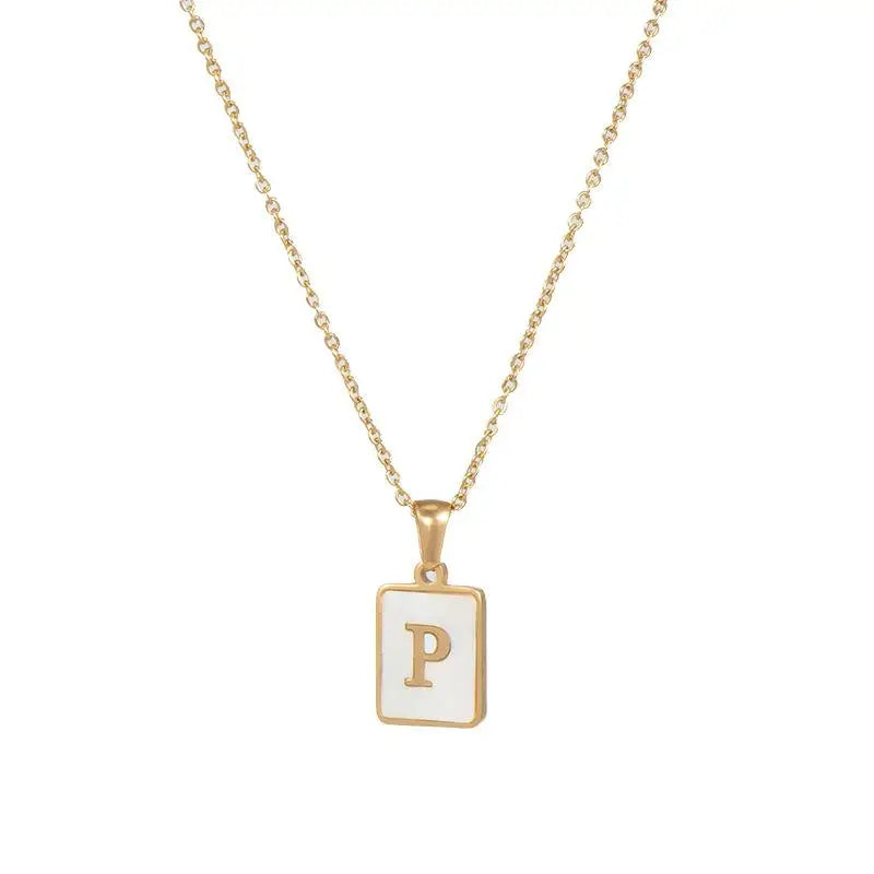 SQUARE INITIAL GOLD NECKLACES