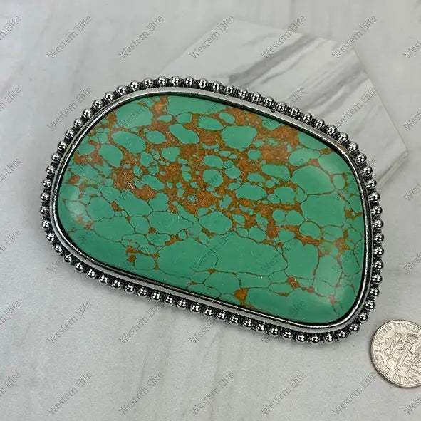 LARGE TURQUOISE STONE BUCKLE