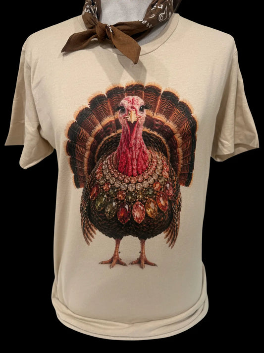 JEWELED COLLAR TURKEY TEE