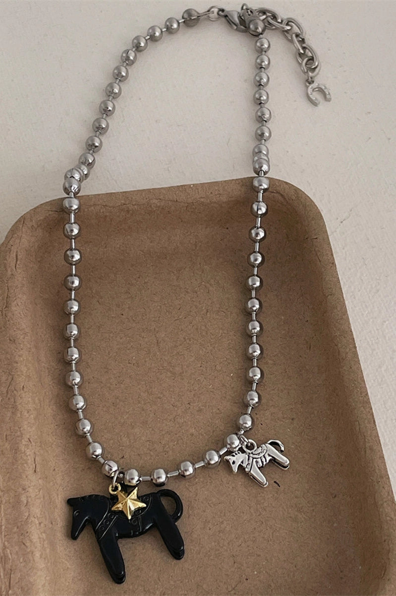 HORSE CHARM NECKLACE - 3 COLORS