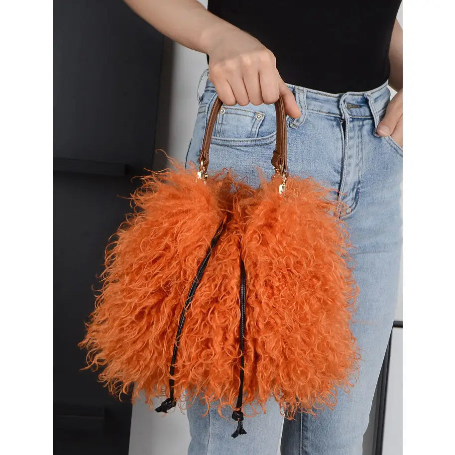 FAUX MONGOLIAN FUR HANDBAG - 2 COLORS