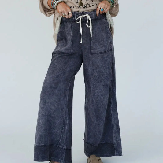 HEAVEN SENT WIDE LEG PANT IN CHARCOAL BY THREE BIRD NEST