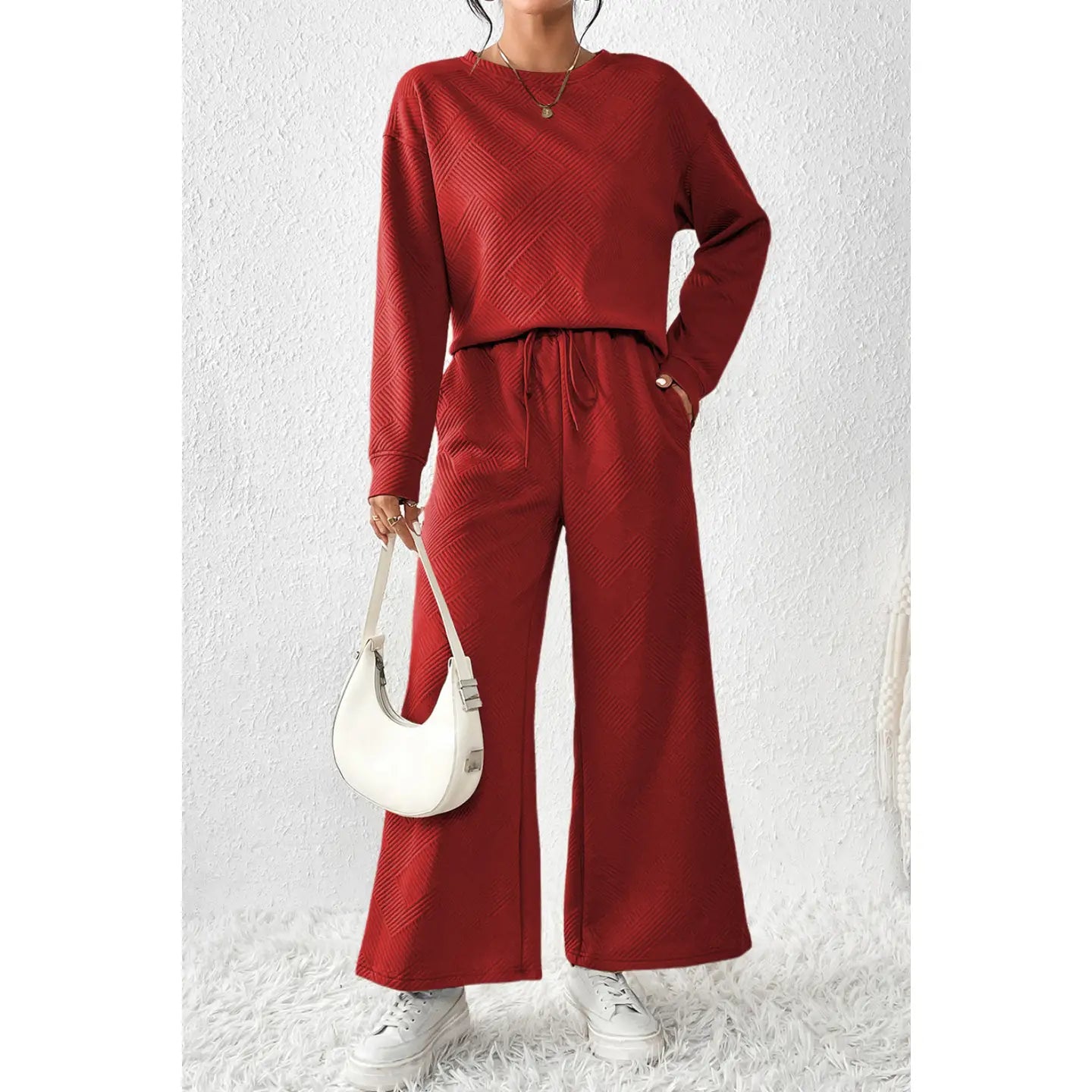 2 PIECE LOUNGEWEAR IN RED DAHLIA