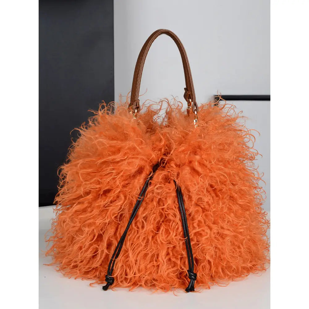 FAUX MONGOLIAN FUR HANDBAG - 2 COLORS