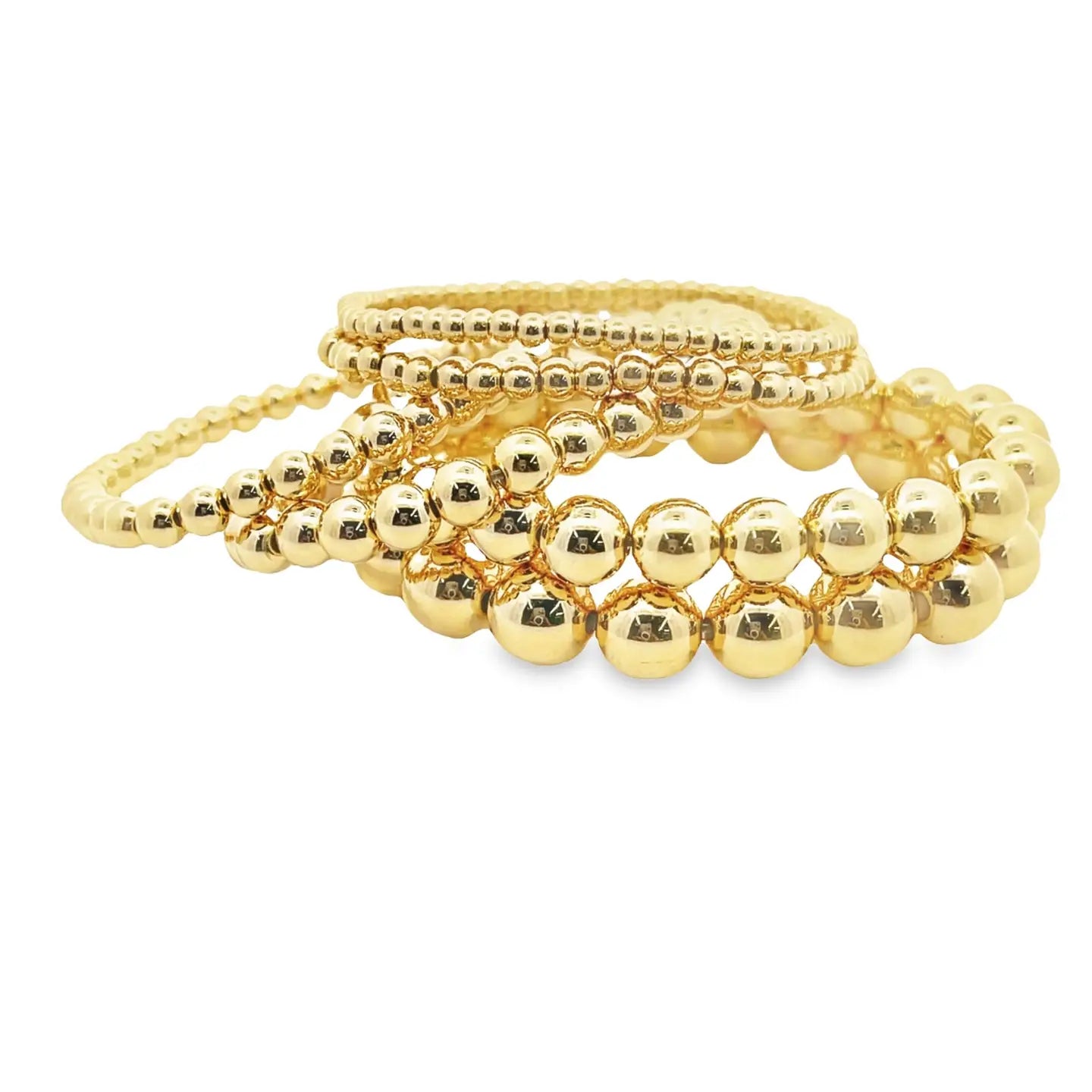 GOLD PLATED BEAD BRACELETS - 4 SIZES