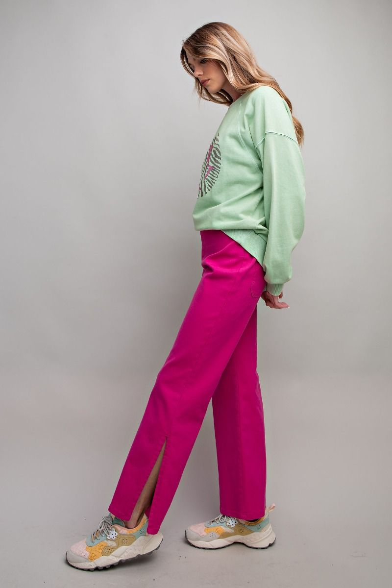 STRETCH TWILL FLARED LEGGED PANTS - 2 COLORS