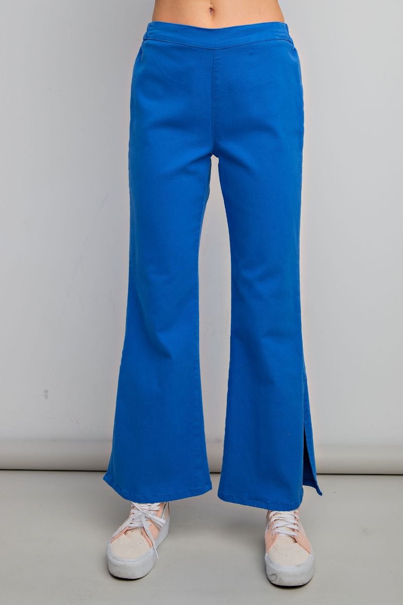 STRETCH TWILL FLARED LEGGED PANTS - 2 COLORS