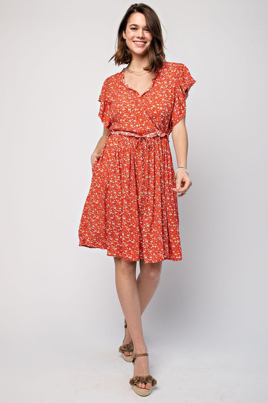 FLUTTER SLEEVE DRESS