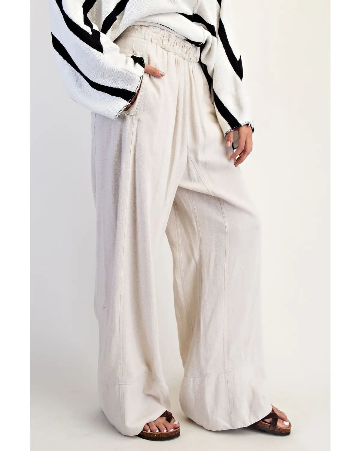 LINEN ELASTIC WAIST PANTS