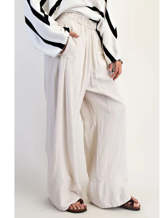 LINEN ELASTIC WAIST PANTS