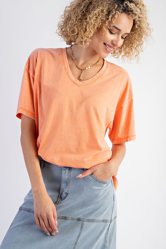 MINERAL WASHED COTTON KNIT TEE INPUMPKIN