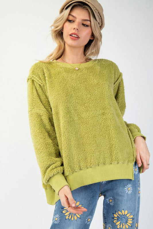 FLEECE PULLOVER IN SAGE BY EASEL