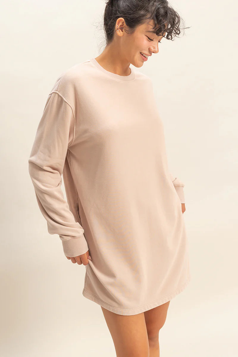 MINERAL WASHED OVERSIZED SWEATSHIRT DRESS
