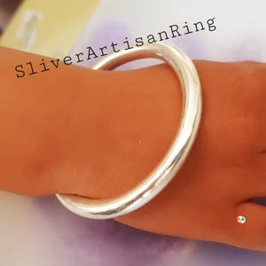 THICK HEAVY SILVER BANGLE