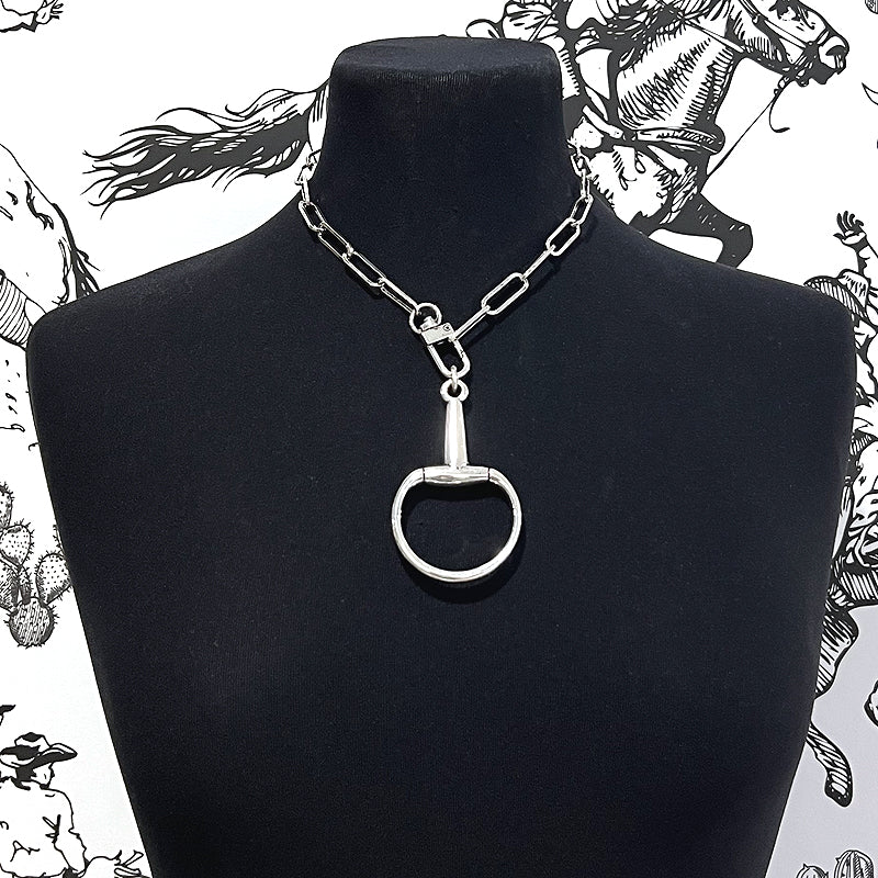 SILVER WESTERN HORSE BIT NECKLACE