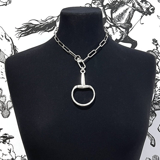 SILVER WESTERN HORSE BIT NECKLACE
