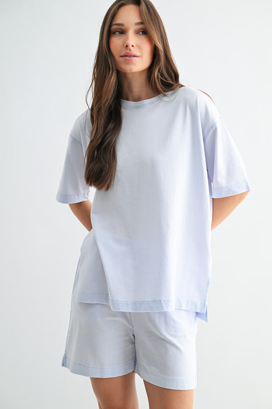 HALOGEN BLUE COASTAL DRIFT PIMA COTTON SET