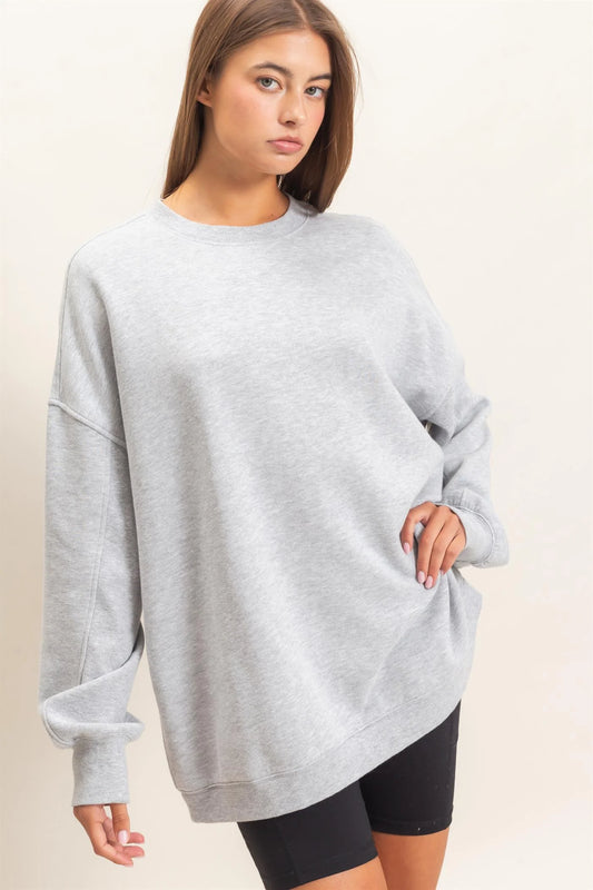 ACID WASH LONG SWEATSHIRT - 2 COLORS