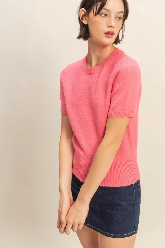 CUTE AND SASSY SWEATER IN TAFFY PINK