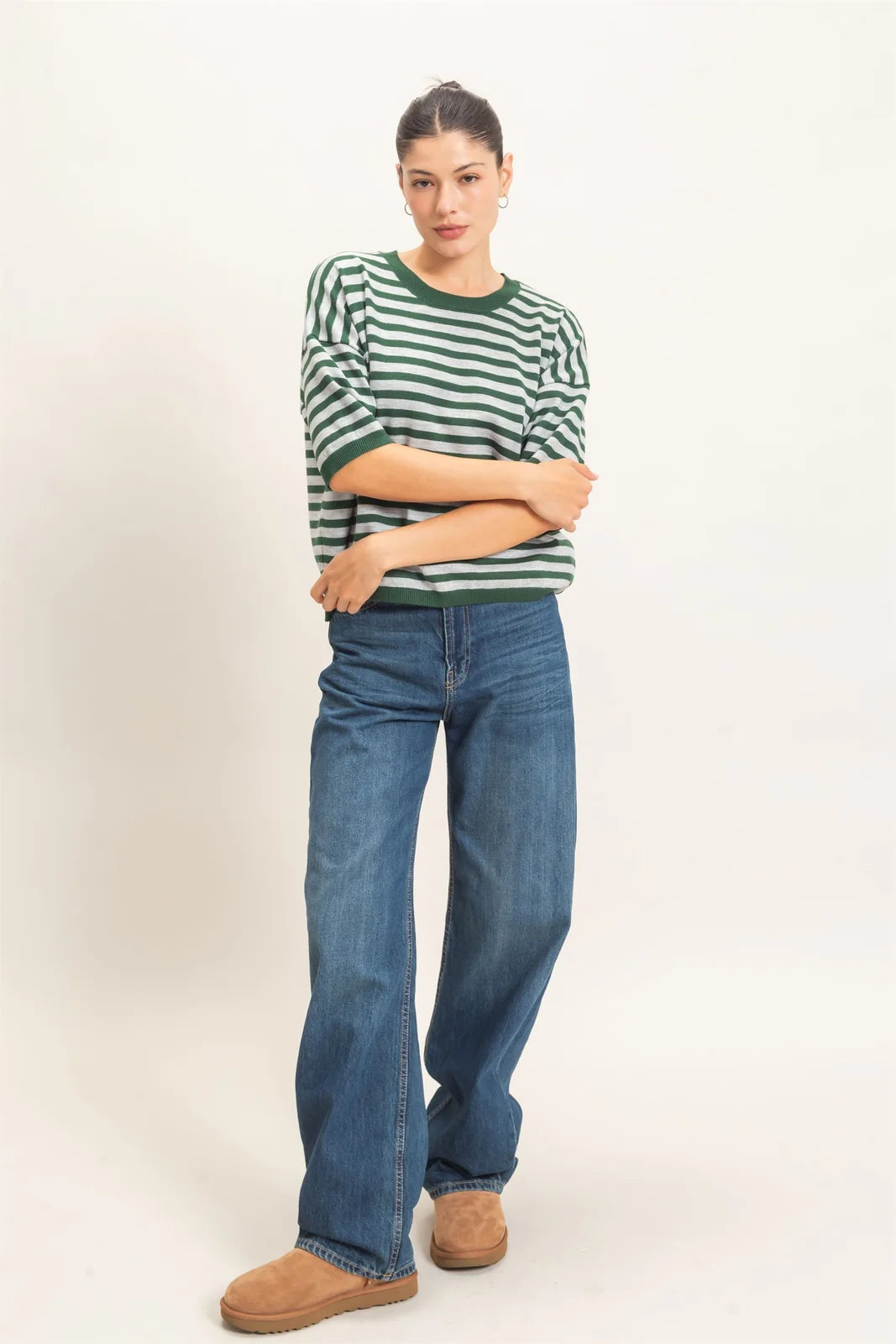 STRIPED CREW NECK SWEATER