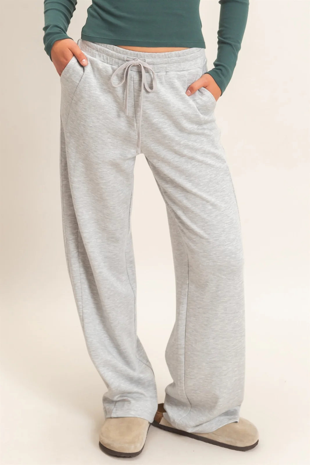 ELASTIC WAIST STRAIT LEG LOUNGE WEAR - 2 COLORS