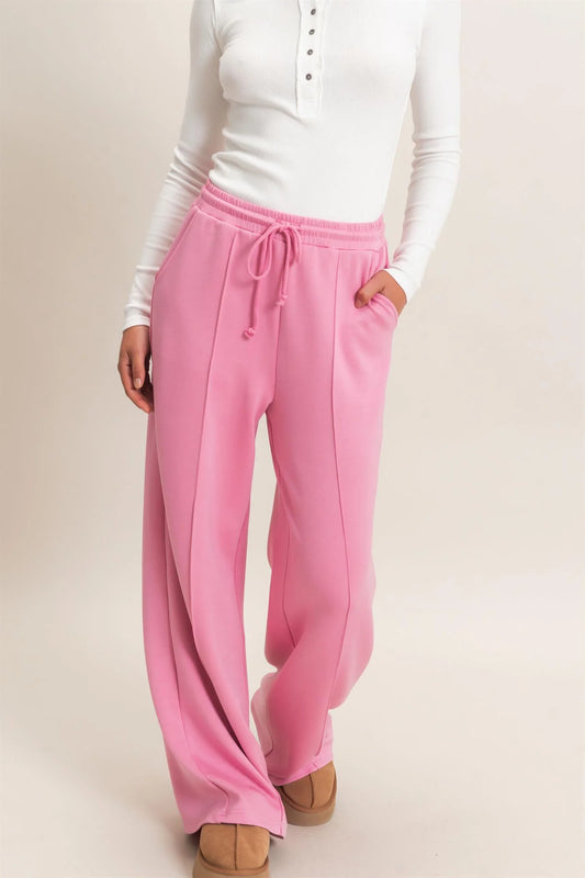 PINTUCK WIDE LEG LEISURE PANTS - 2 COLORS
