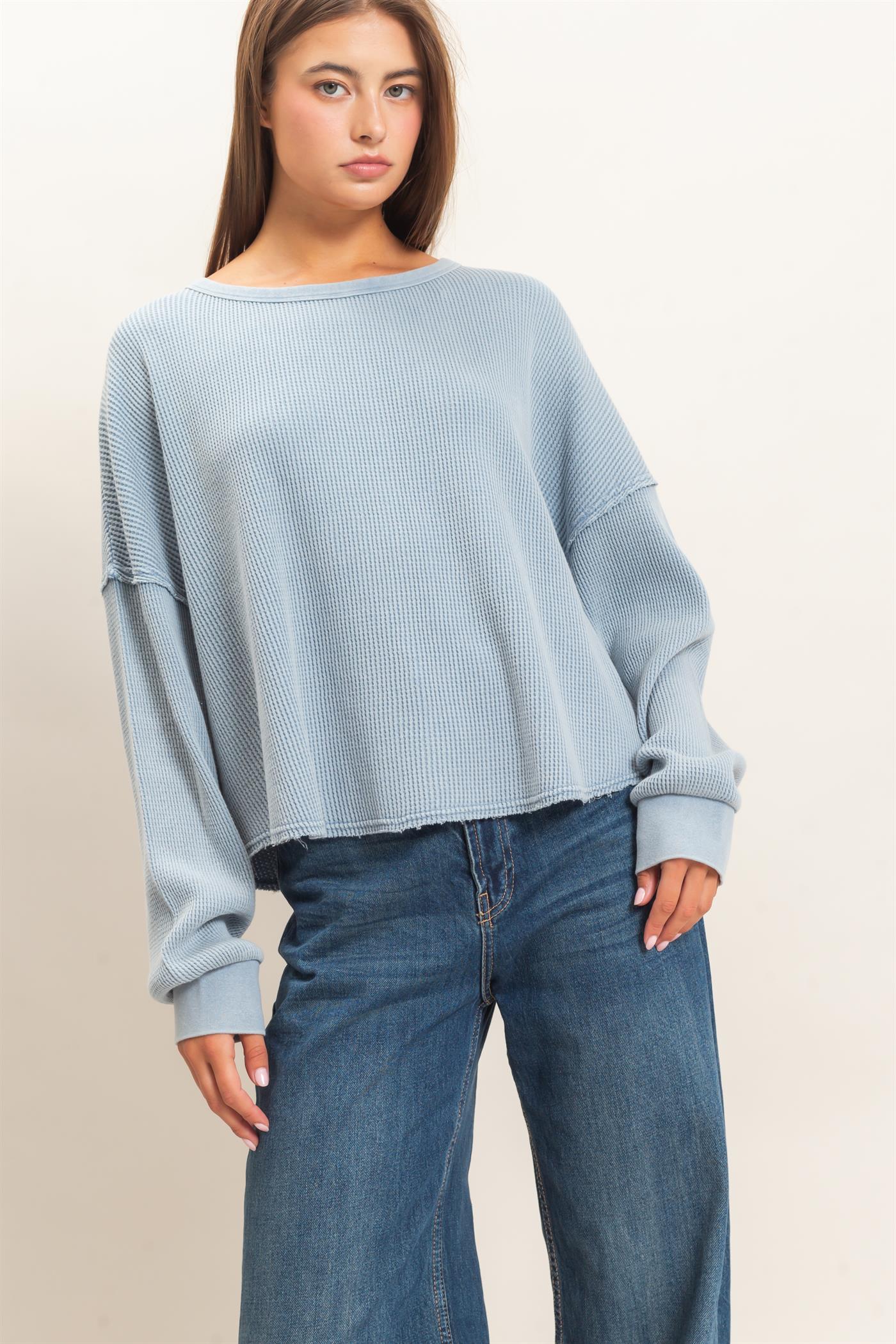 WAFFLE OVERSIZED TOP