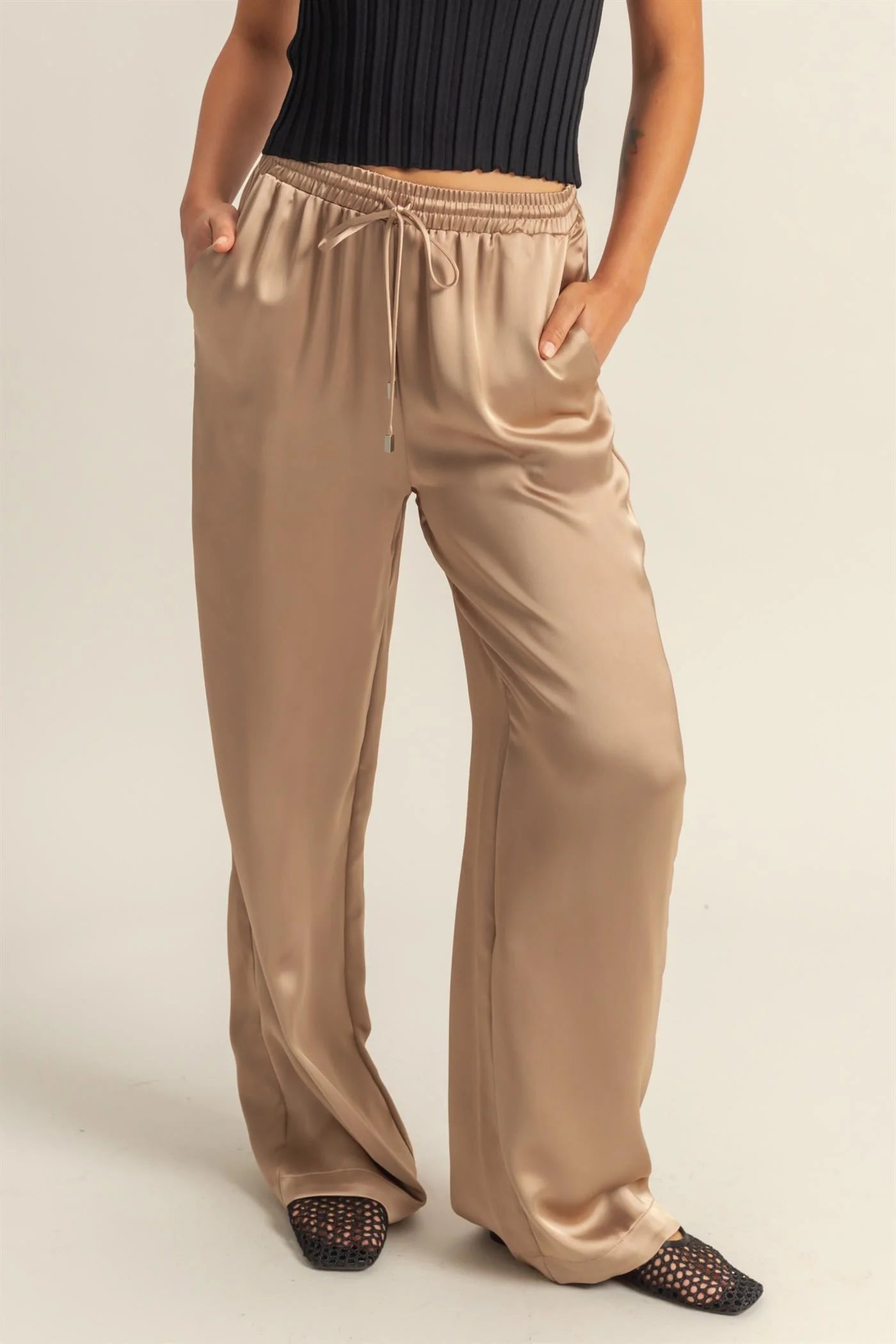 SATIN DRAWSTRING PANTS