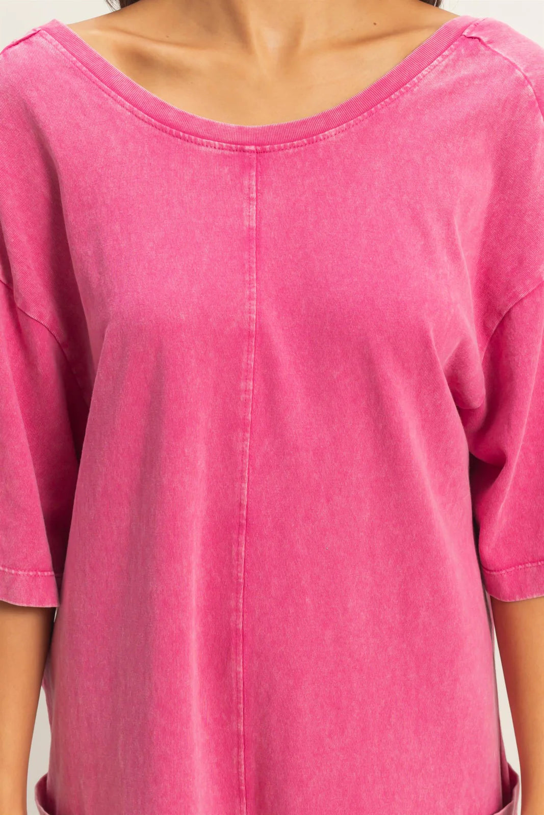 MINERAL WASHED V NECK ROMPER - 2 COLORS