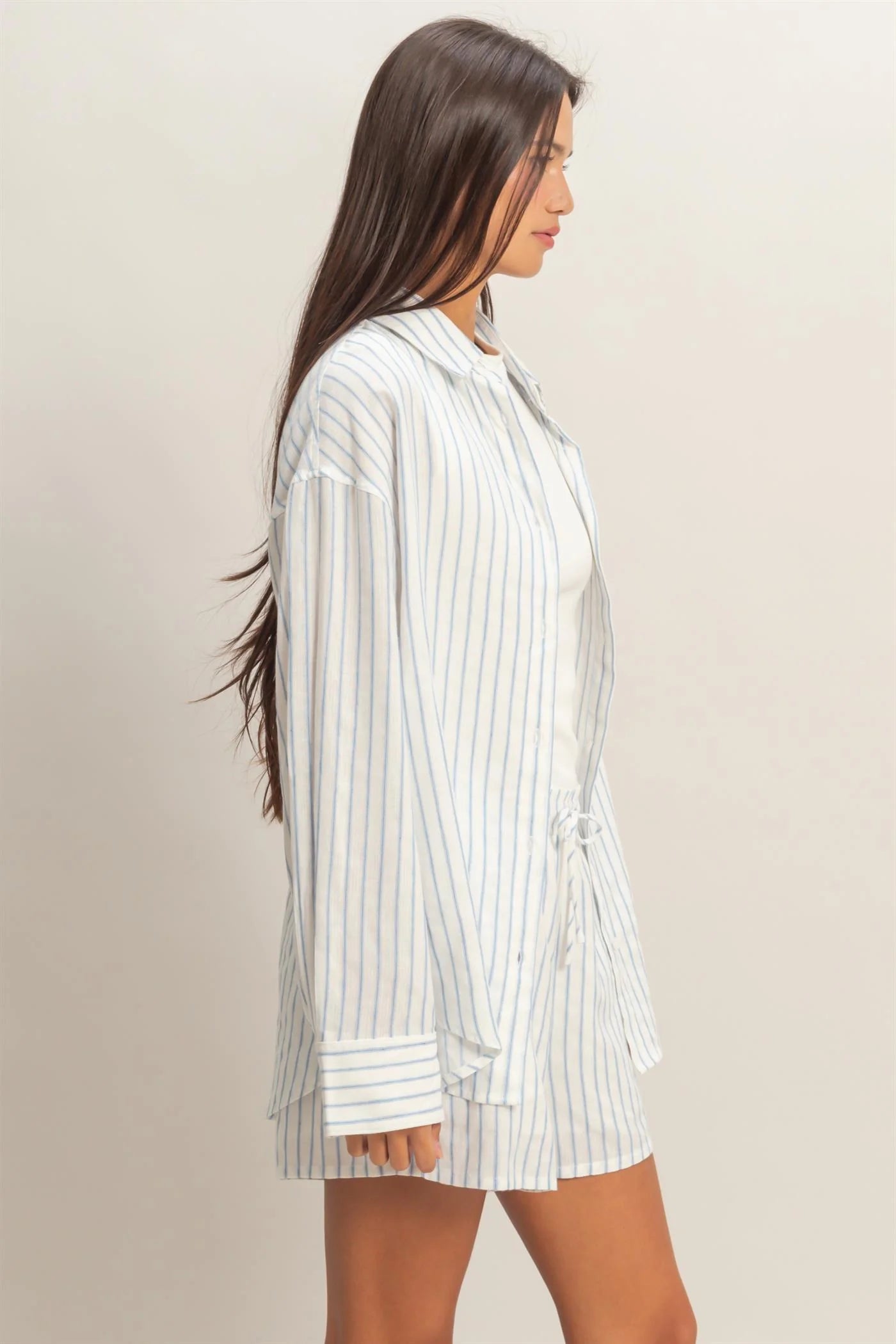STRIPED BUTTON UP - 2 COLORS