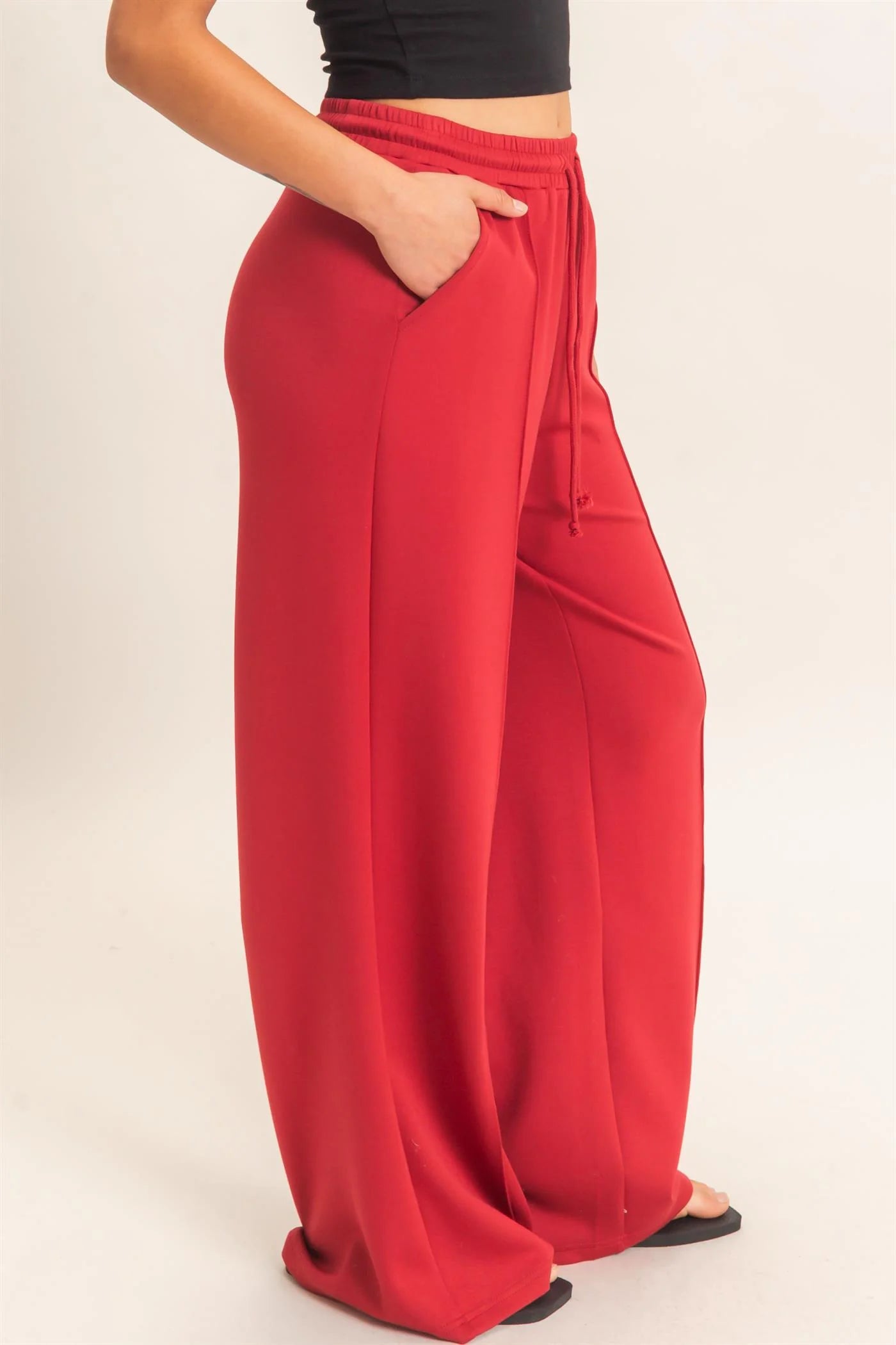 PINTUCK WIDE LEG LEISURE PANTS - 2 COLORS