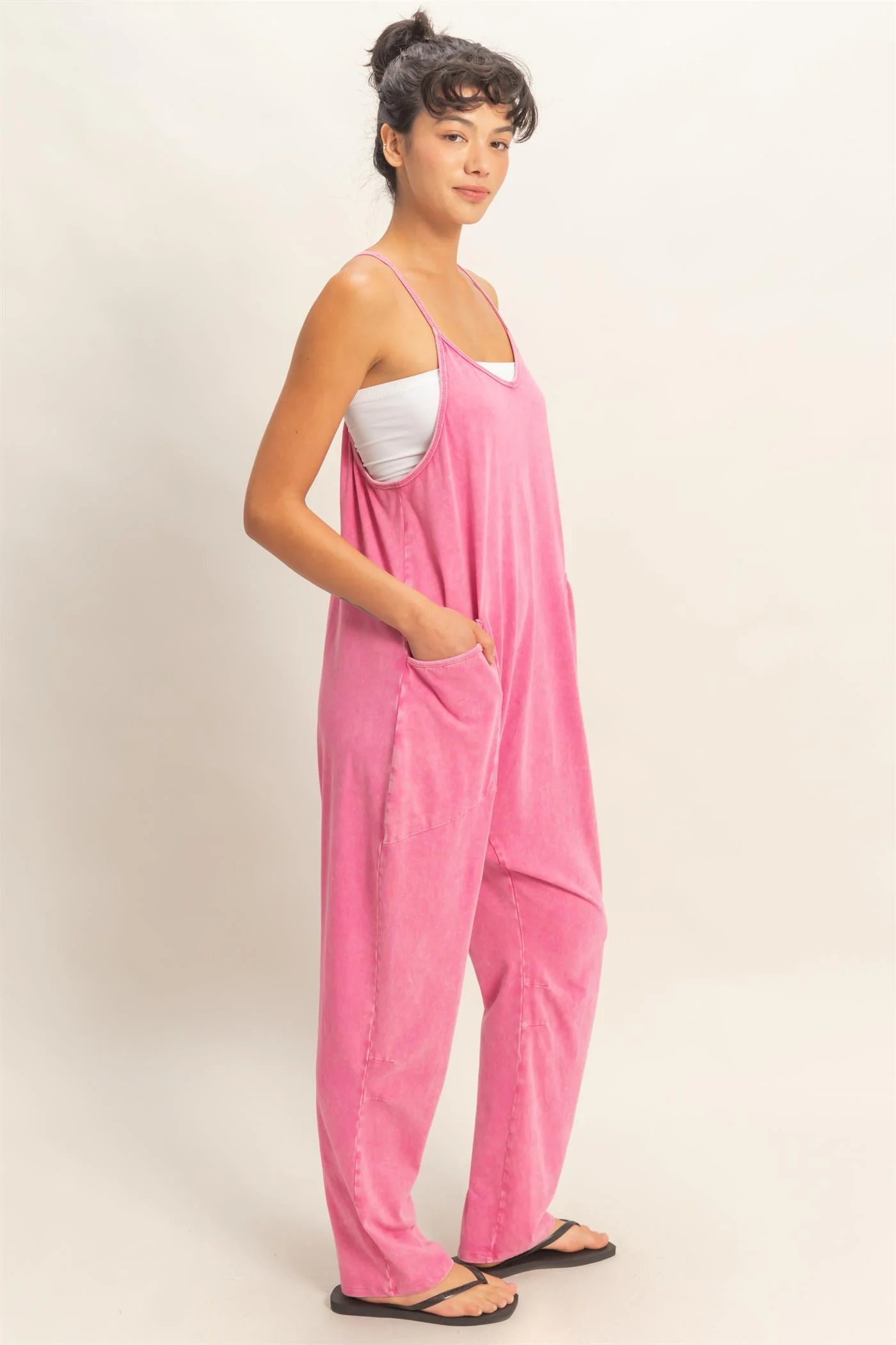 PINK MINERAL WASHED JUMPSUIT