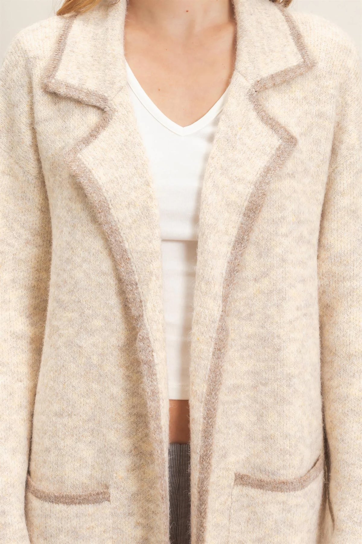 NOTCHED COLLAR COAT SWEATER