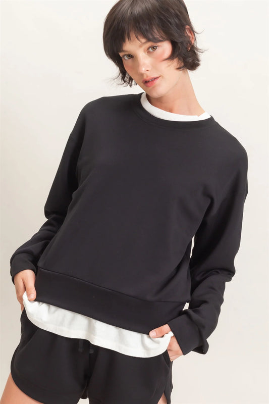 BLACK CREW NECK SWEATSHIRT SUPER SOFT