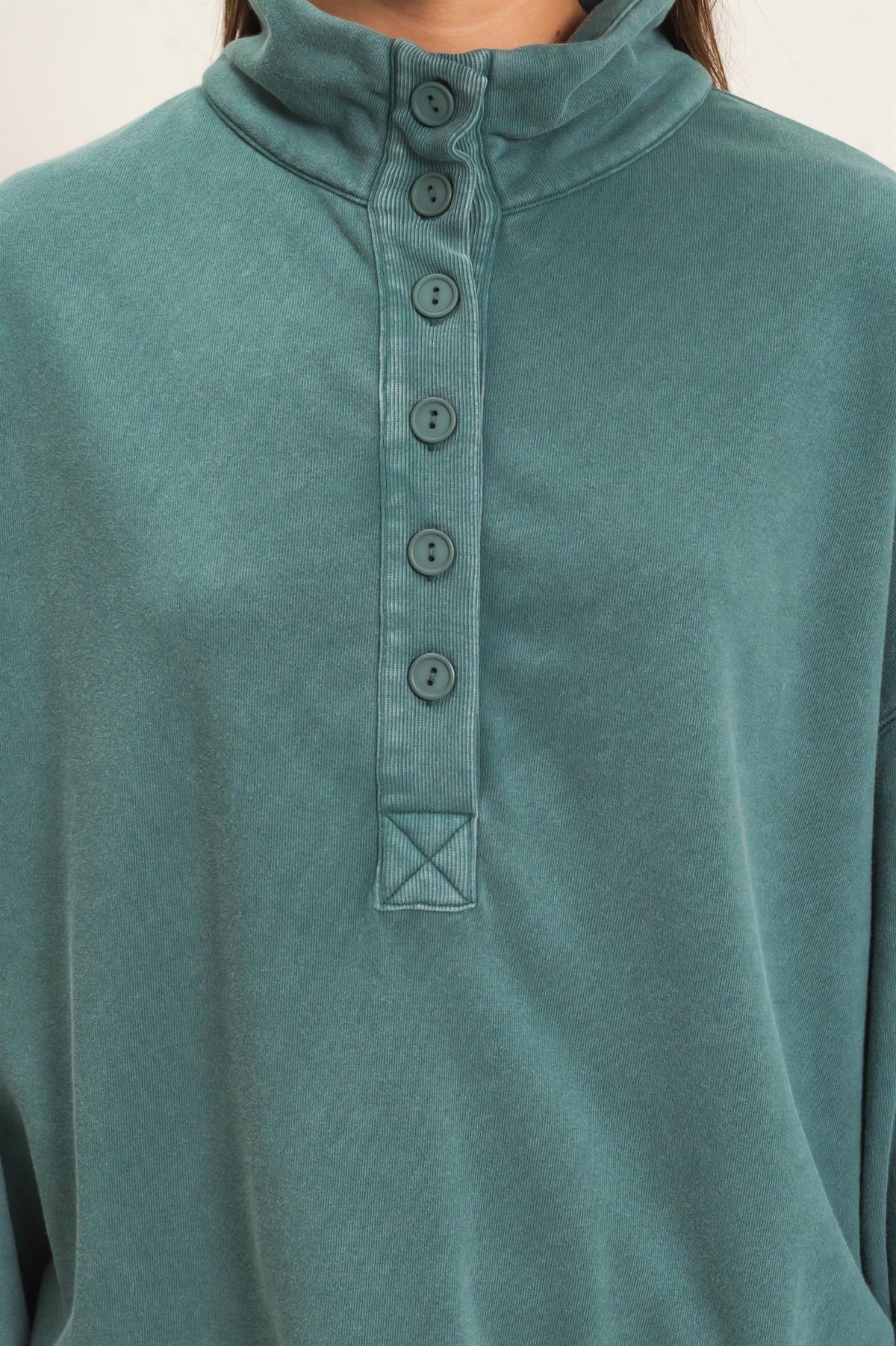 MINERAL WASH BUTTON UP SWEATSHIRT