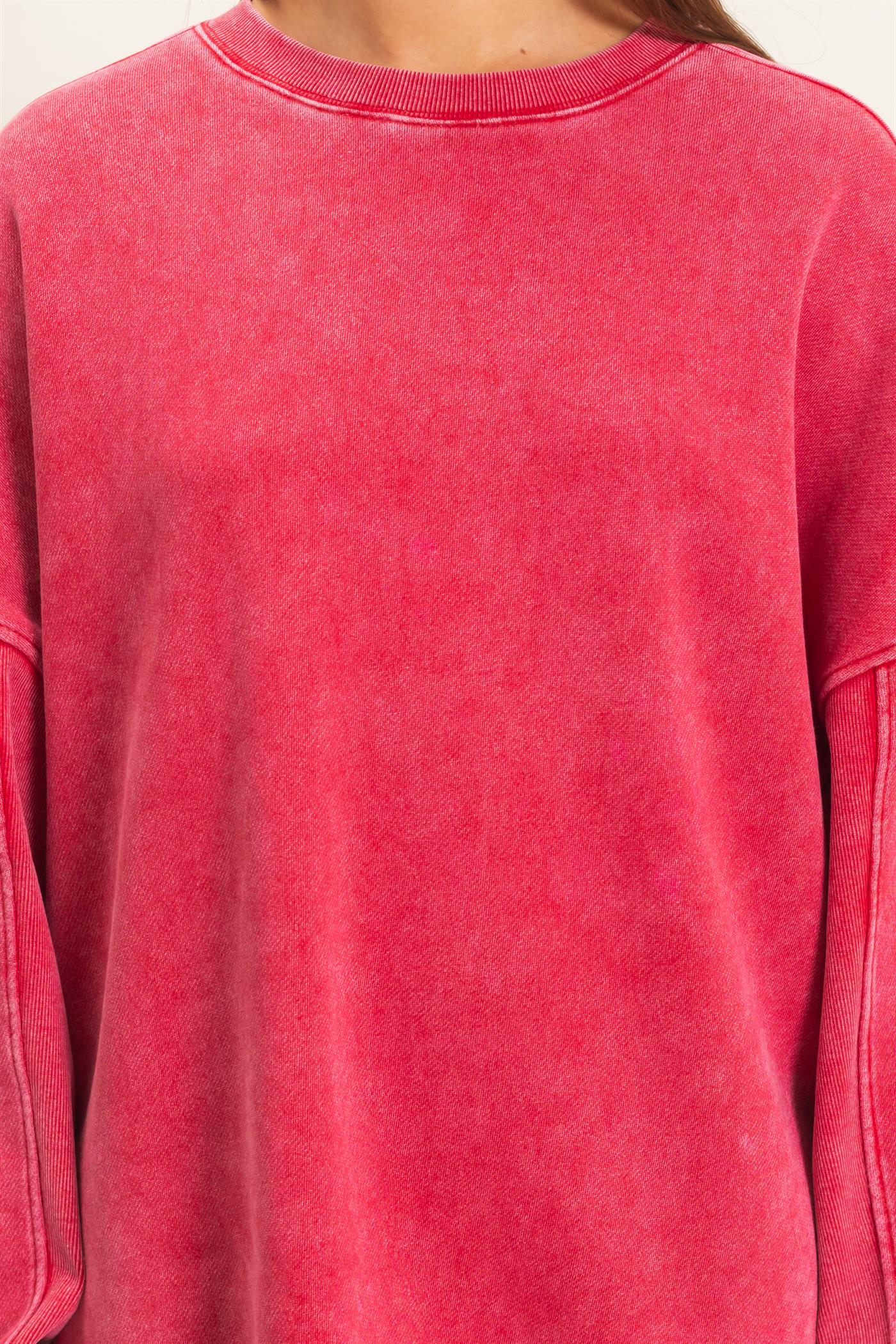 ACID WASH LONG SWEATSHIRT - 2 COLORS