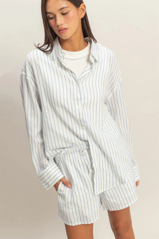STRIPED BUTTON UP - 2 COLORS