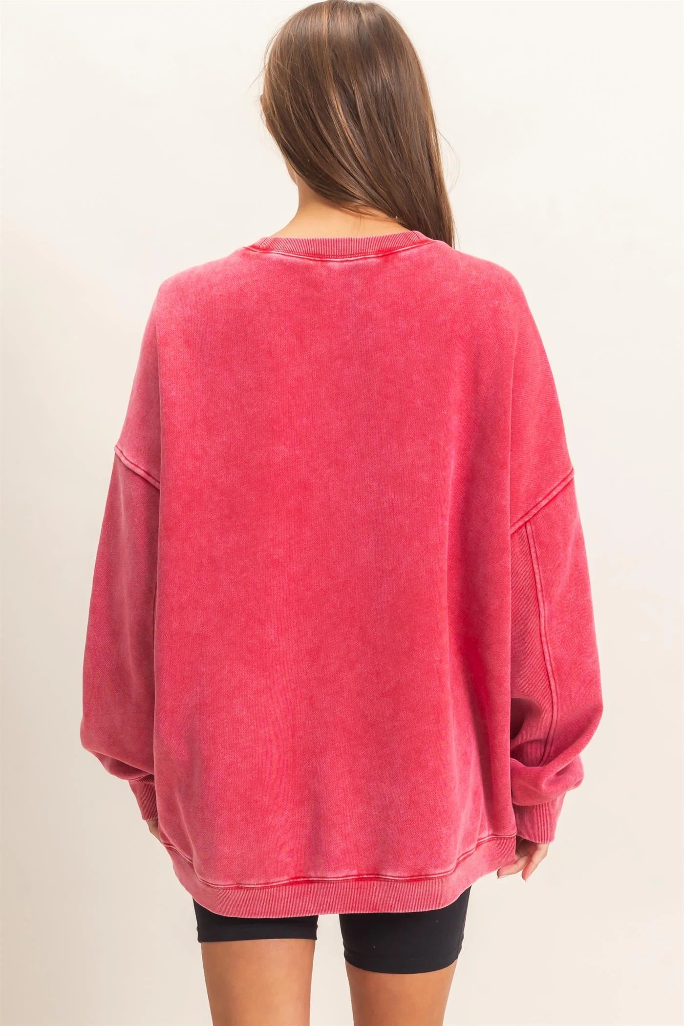 ACID WASH LONG SWEATSHIRT - 2 COLORS