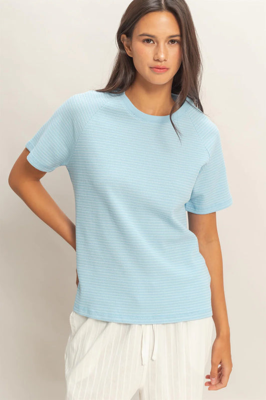 STRIPED RAGLAN SLEEVE TEE