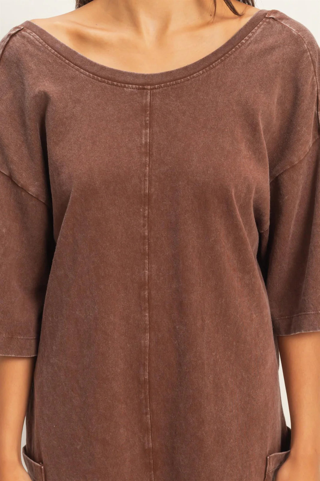 MINERAL WASHED V NECK ROMPER - 2 COLORS