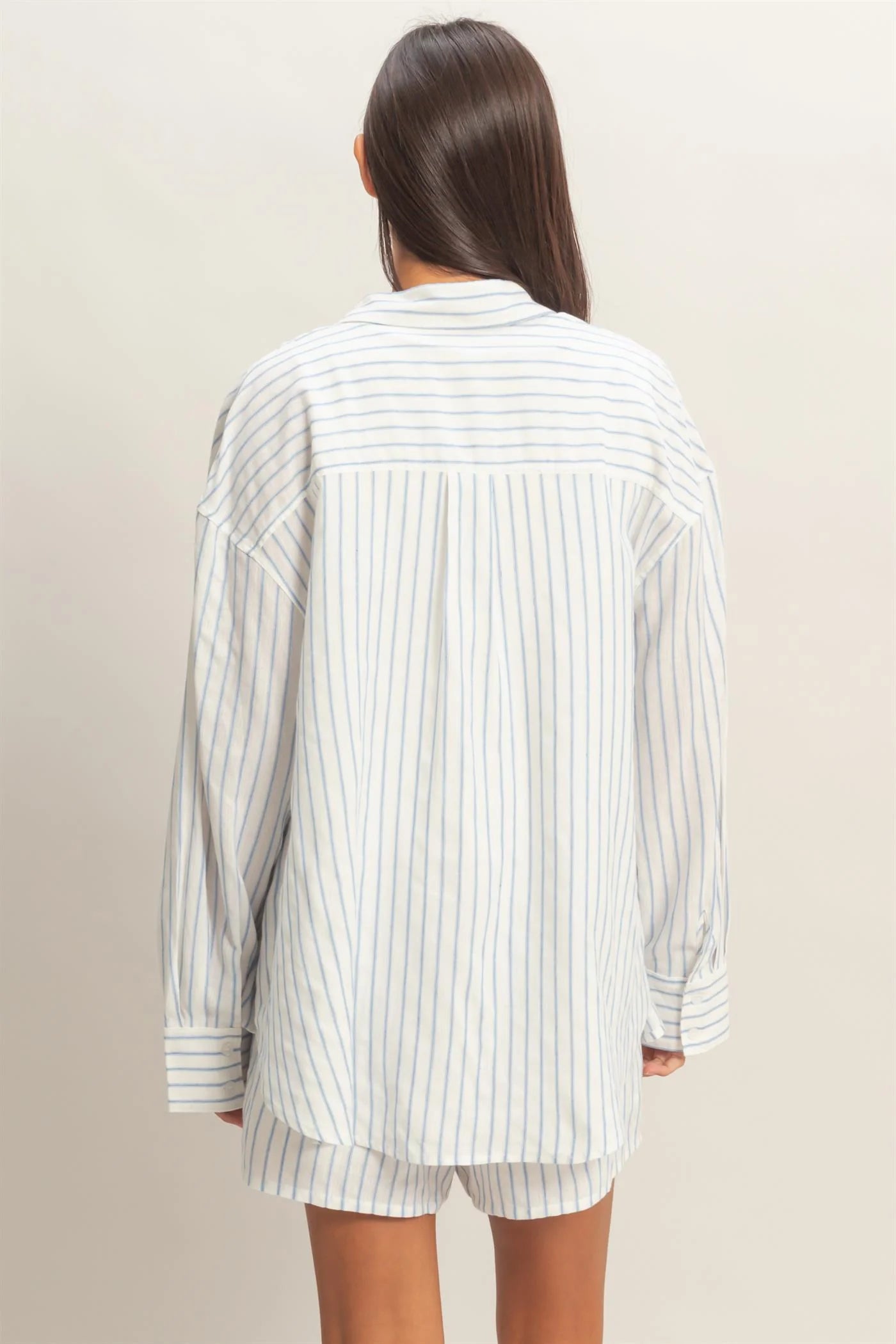 STRIPED BUTTON UP - 2 COLORS