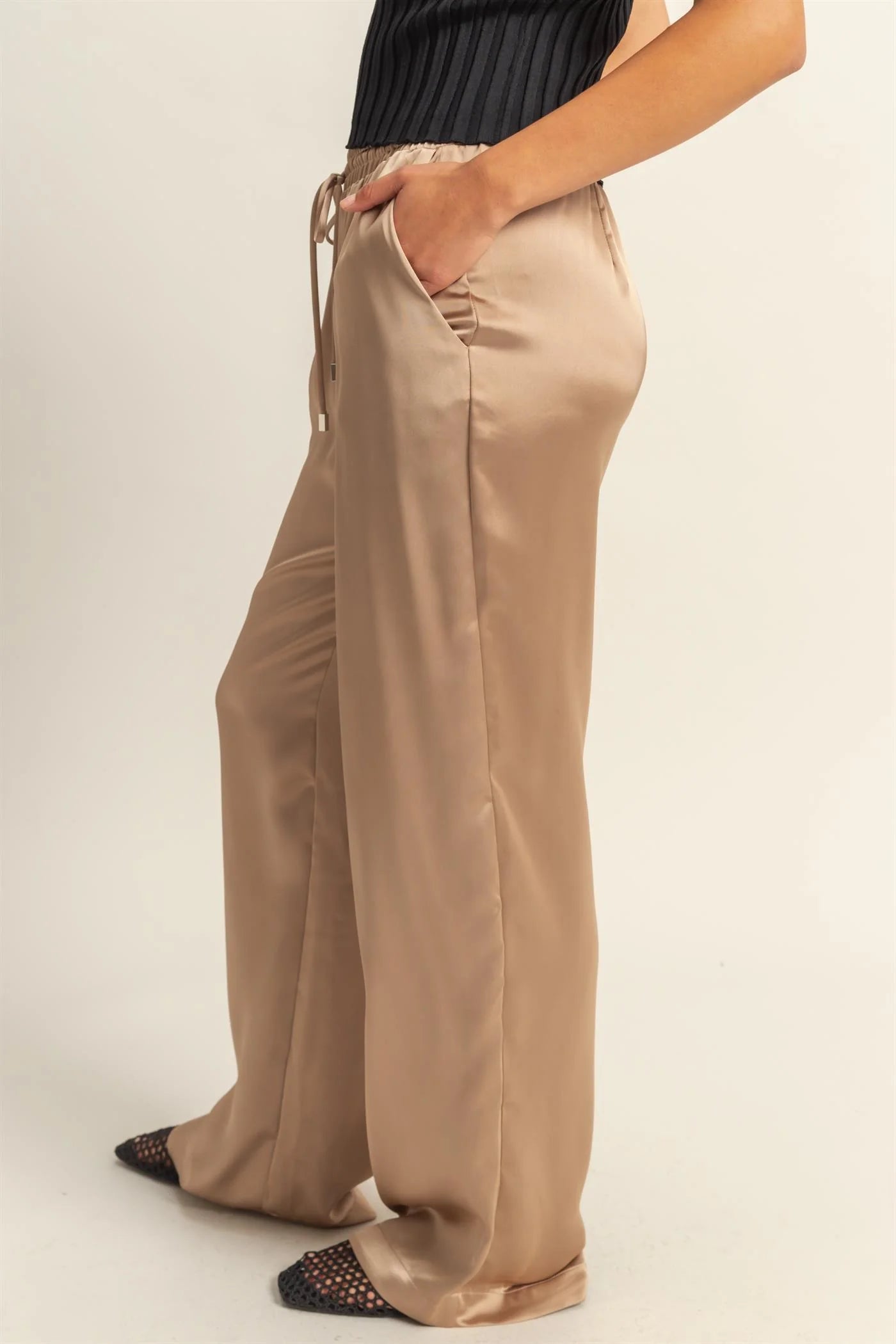 SATIN DRAWSTRING PANTS