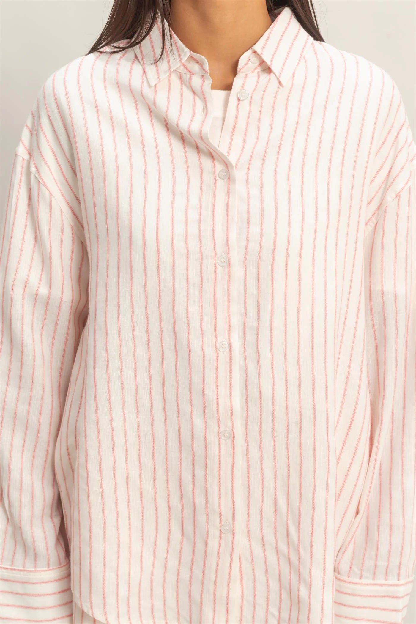 STRIPED BUTTON UP - 2 COLORS