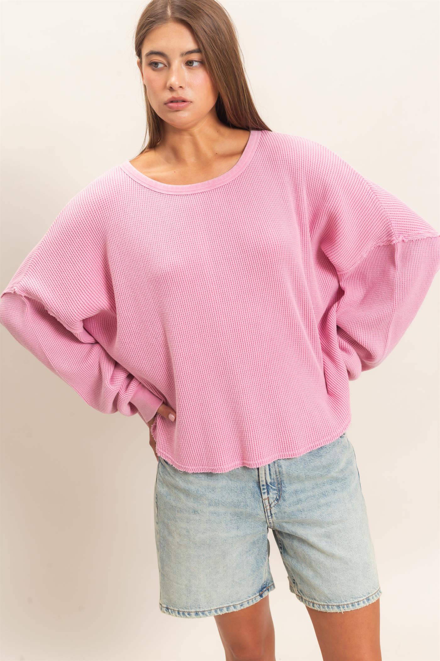 WAFFLE OVERSIZED TOP
