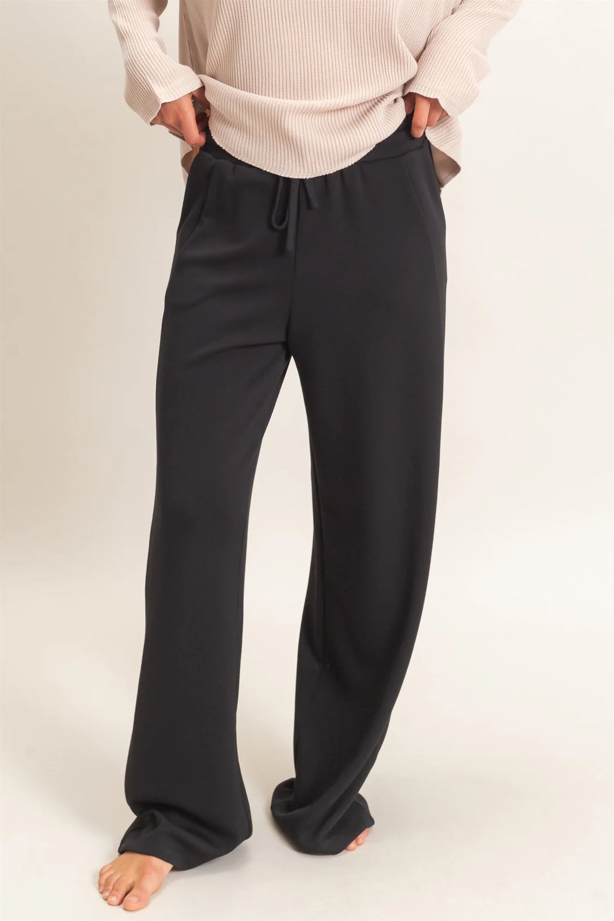 BLACK ELASTIC WAIST SWEATPANTS SUPER SOFT