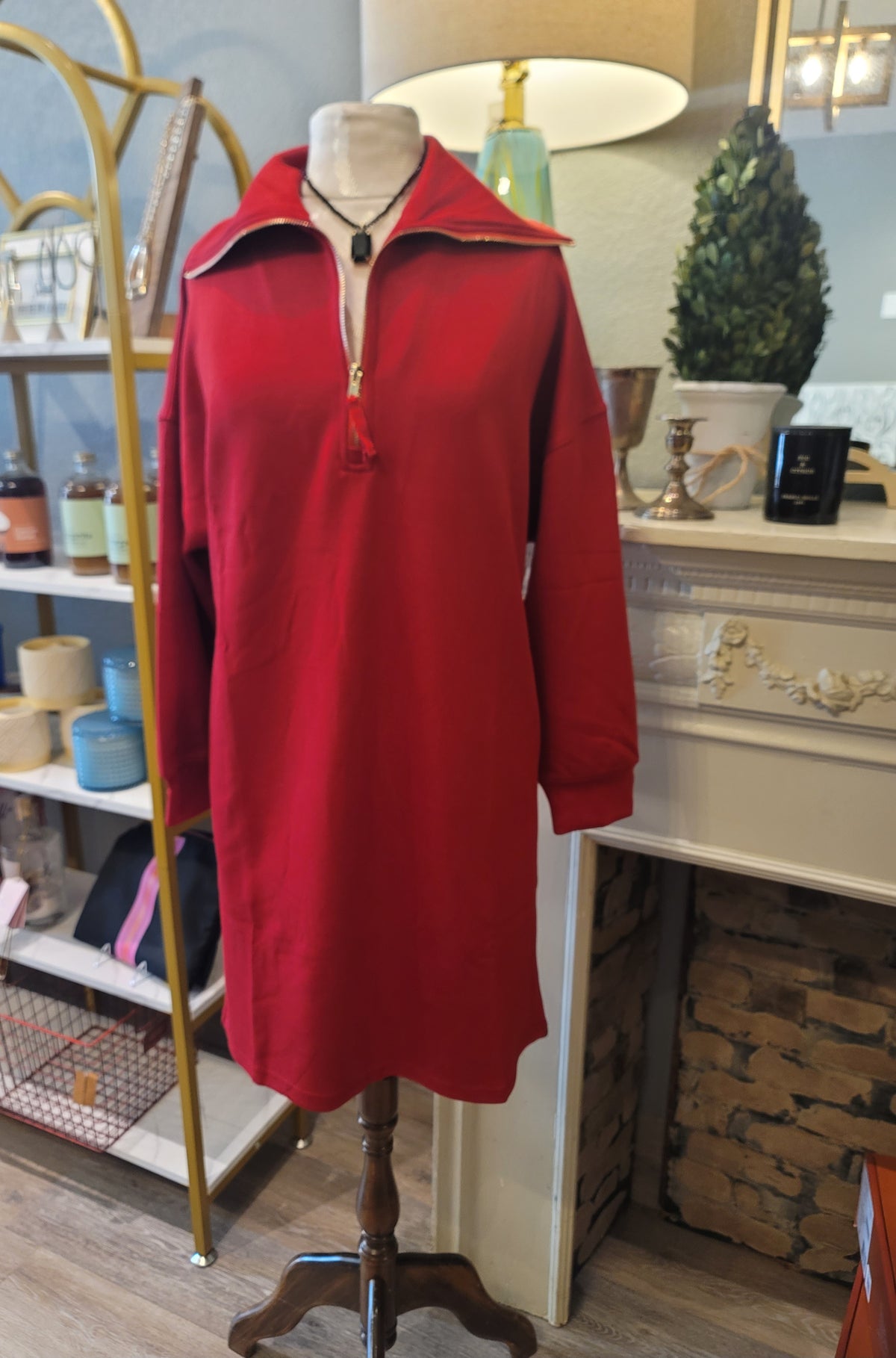 QUARTER ZIP BUTTER MODAL DRESS BY P CILL