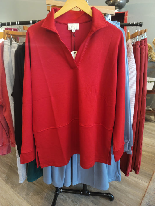 BUTTER MODAL COLLARED LONG SLEEVE TOP BY P CILL