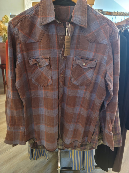 VINTAGE RECYCLED PEARL SNAP FLANNELS LONG SLEEVE