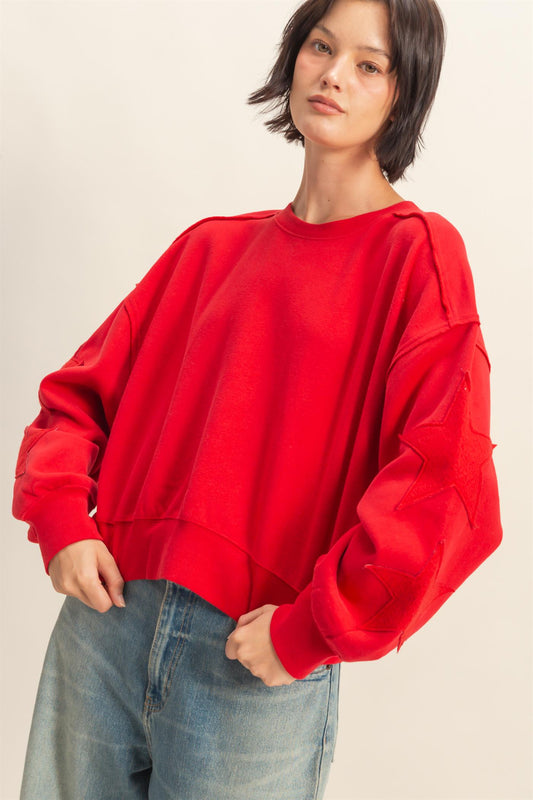 STAR PATCH CREWNECK SWEATSHIRT
